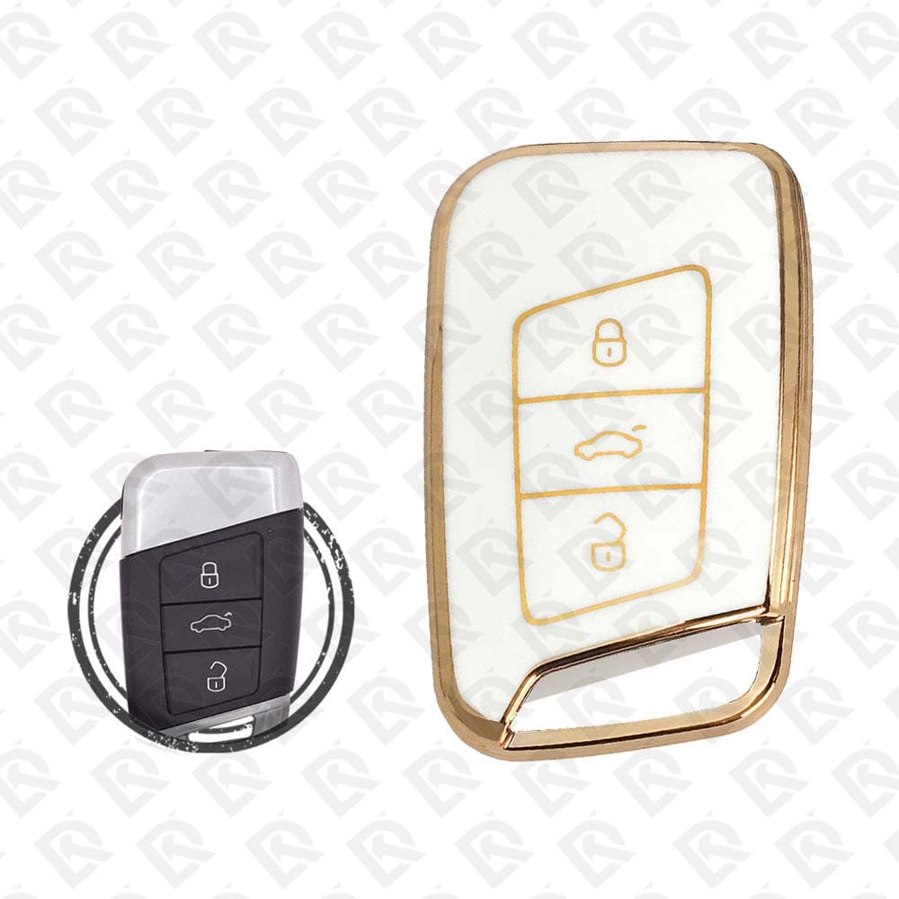 VOLKSWAGEN SMART TPU SHELL 3BUTTONS  -  WHITE GOLD