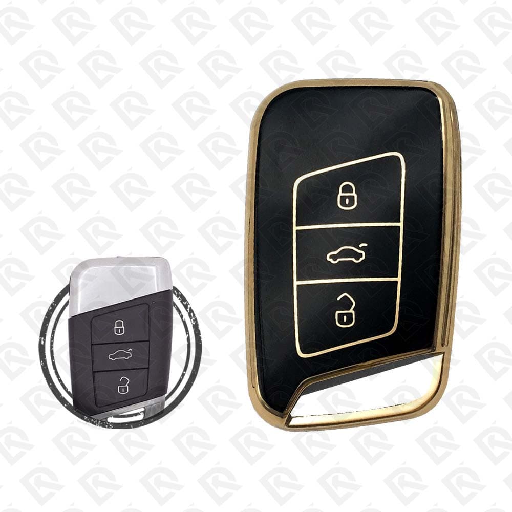 VOLKSWAGEN SMART TPU SHELL 3BUTTONS  -  BLACK GOLD