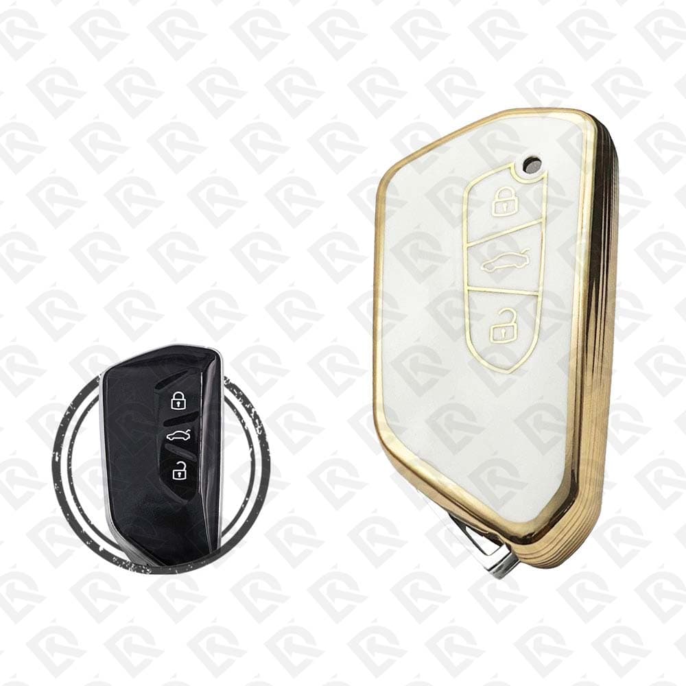 VOLKSWAGEN FLIP TPU SHELL 3BUTTONS  -  WHITE GOLD