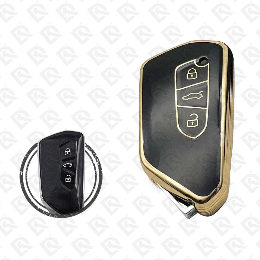 VOLKSWAGEN FLIP TPU SHELL 3BUTTONS -  BLACK GOLD