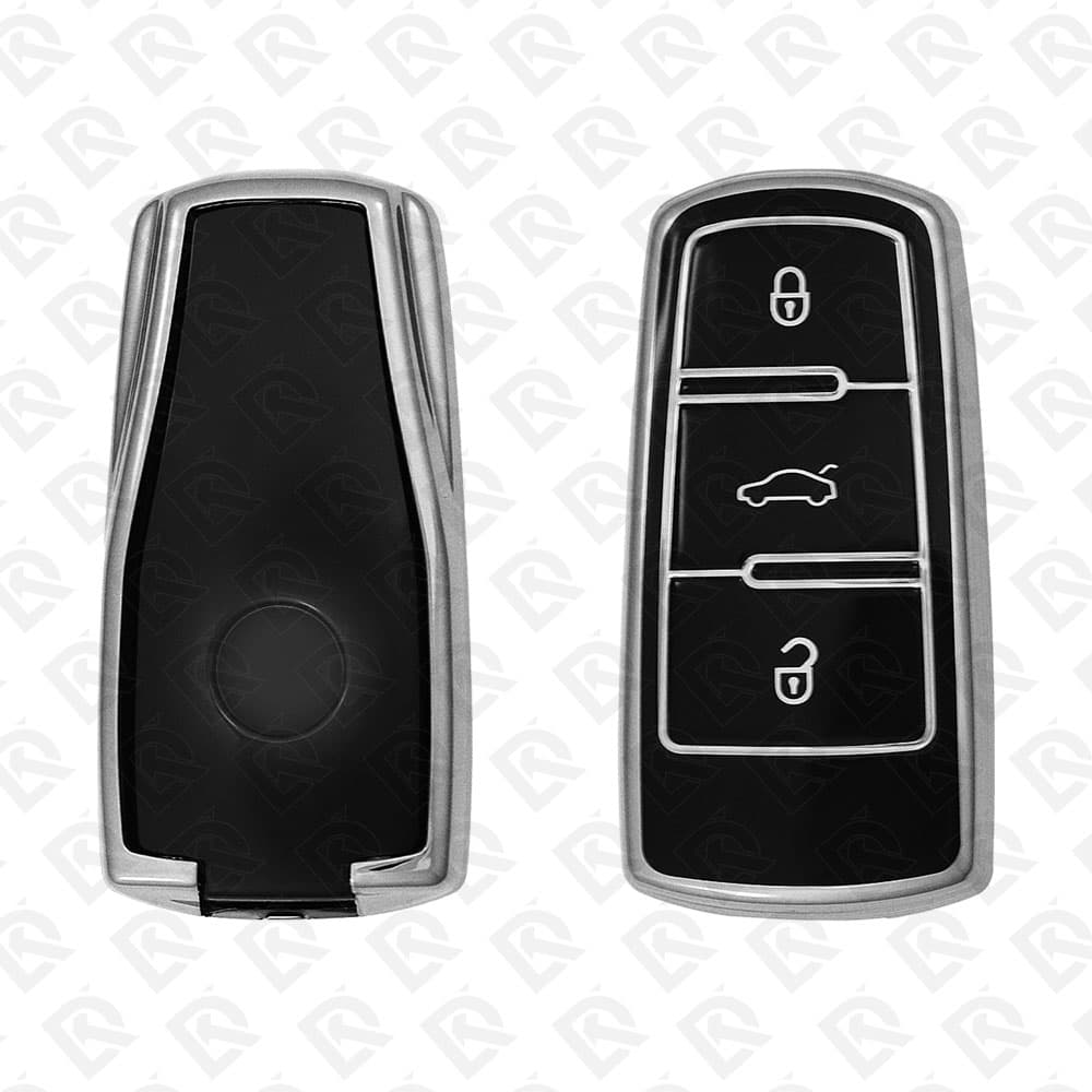 VOLKSWAGEN SMART TPU SHELL 3BUTTONS  -  BLACK CHROME 