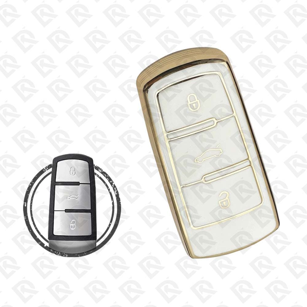 VOLKSWAGEN SMART TPU SHELL 3BUTTONS  -  WHITE GOLD