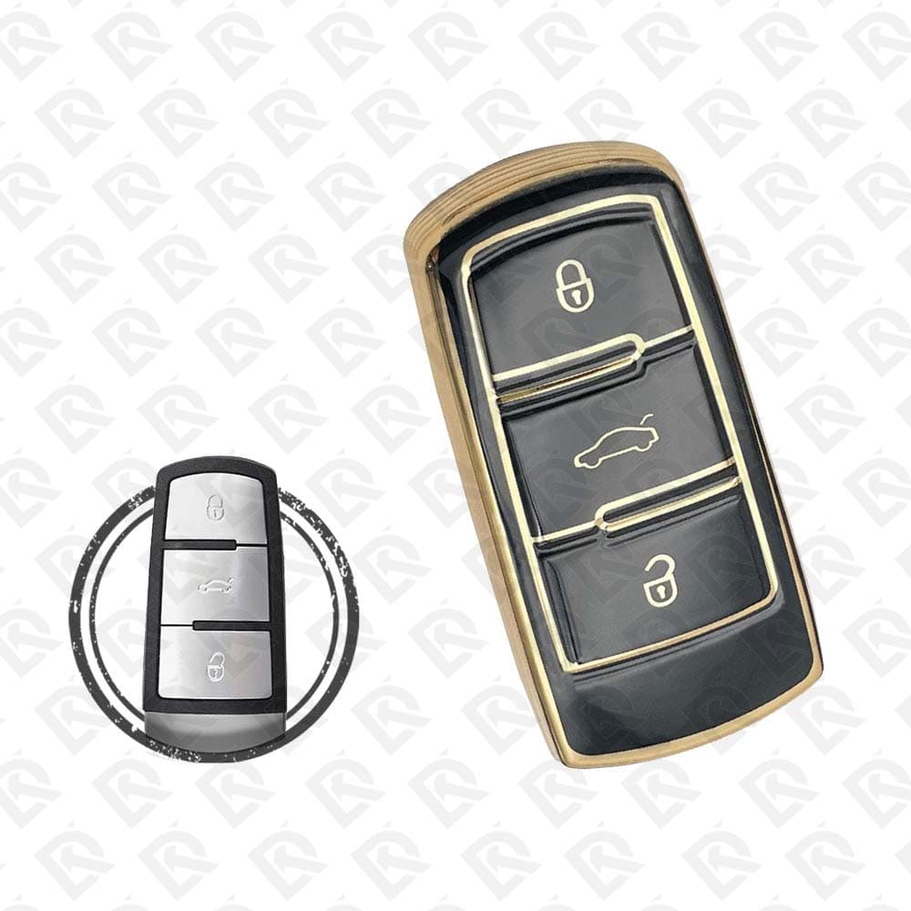 VOLKSWAGEN SMART TPU SHELL 3BUTTONS  -  BLACK GOLD