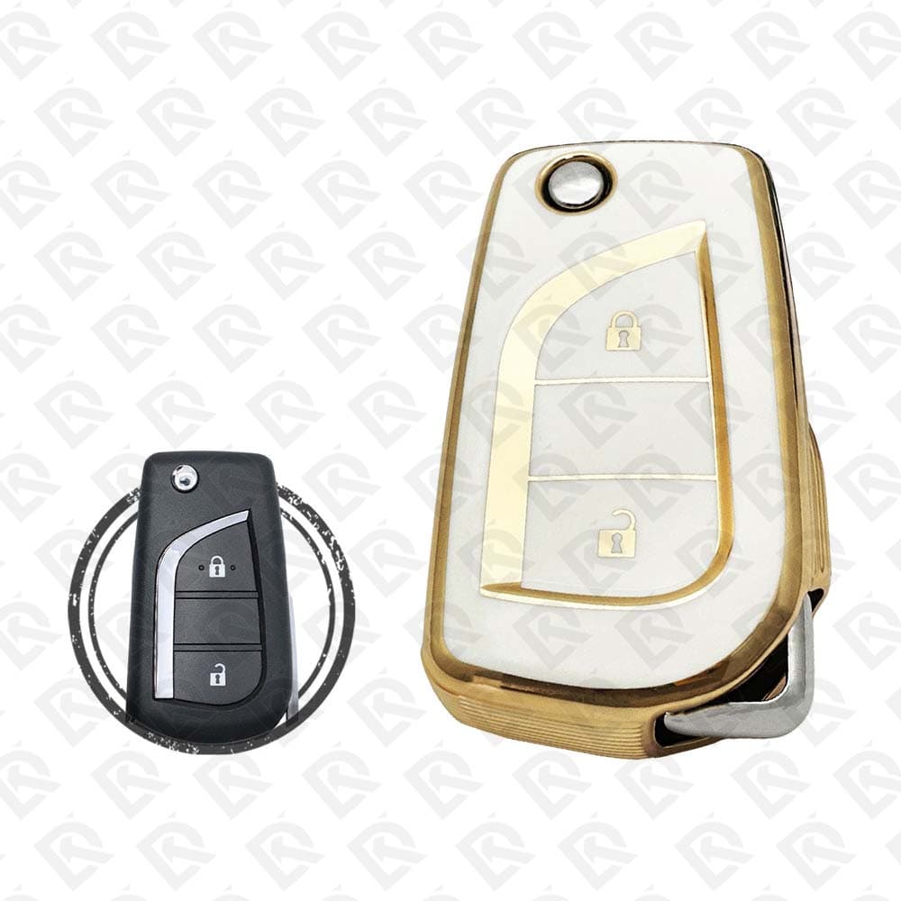 TOYOTA FLIP TPU SHELL 2BUTTONS  -  WHITE GOLD
