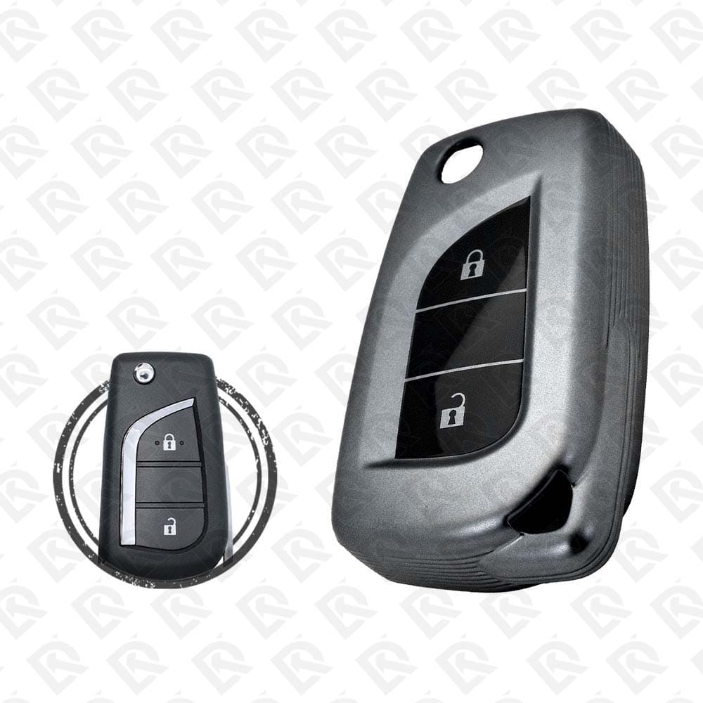 TOYOTA FLIP TPU SHELL 2BUTTONS  -  BLACK METAL