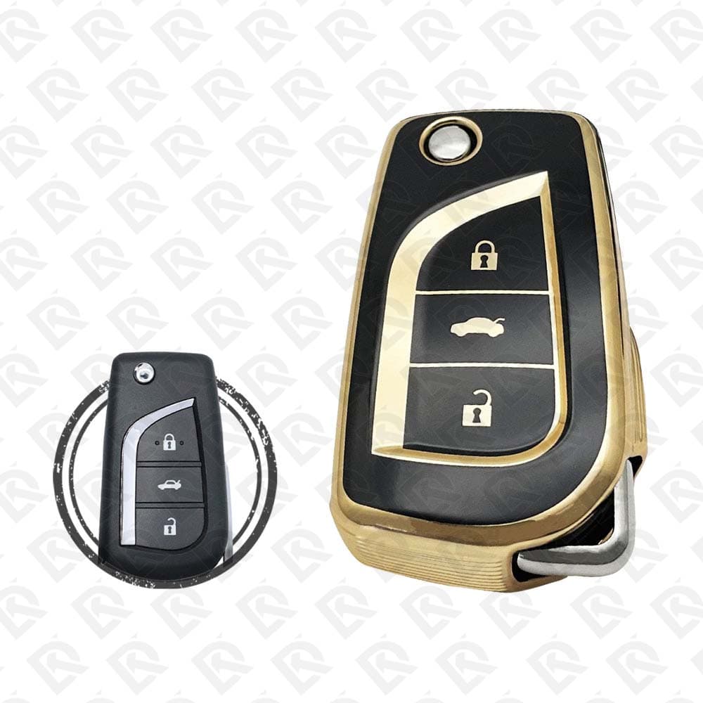 TOYOTA FLIP TPU SHELL 3BUTTONS  -  BLACK GOLD