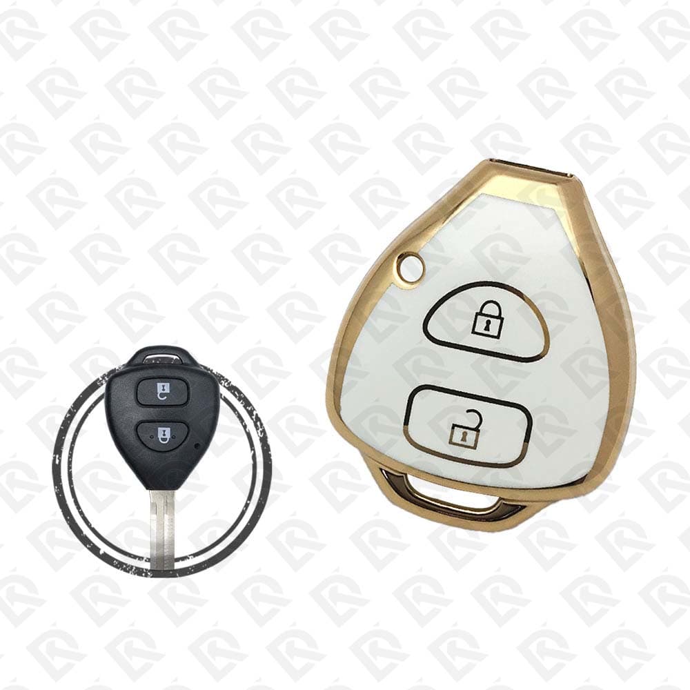 2008 - 2013 TOYOTA REMOTE TPU SHELL 2BUTTONS  -  WHITE GOLD