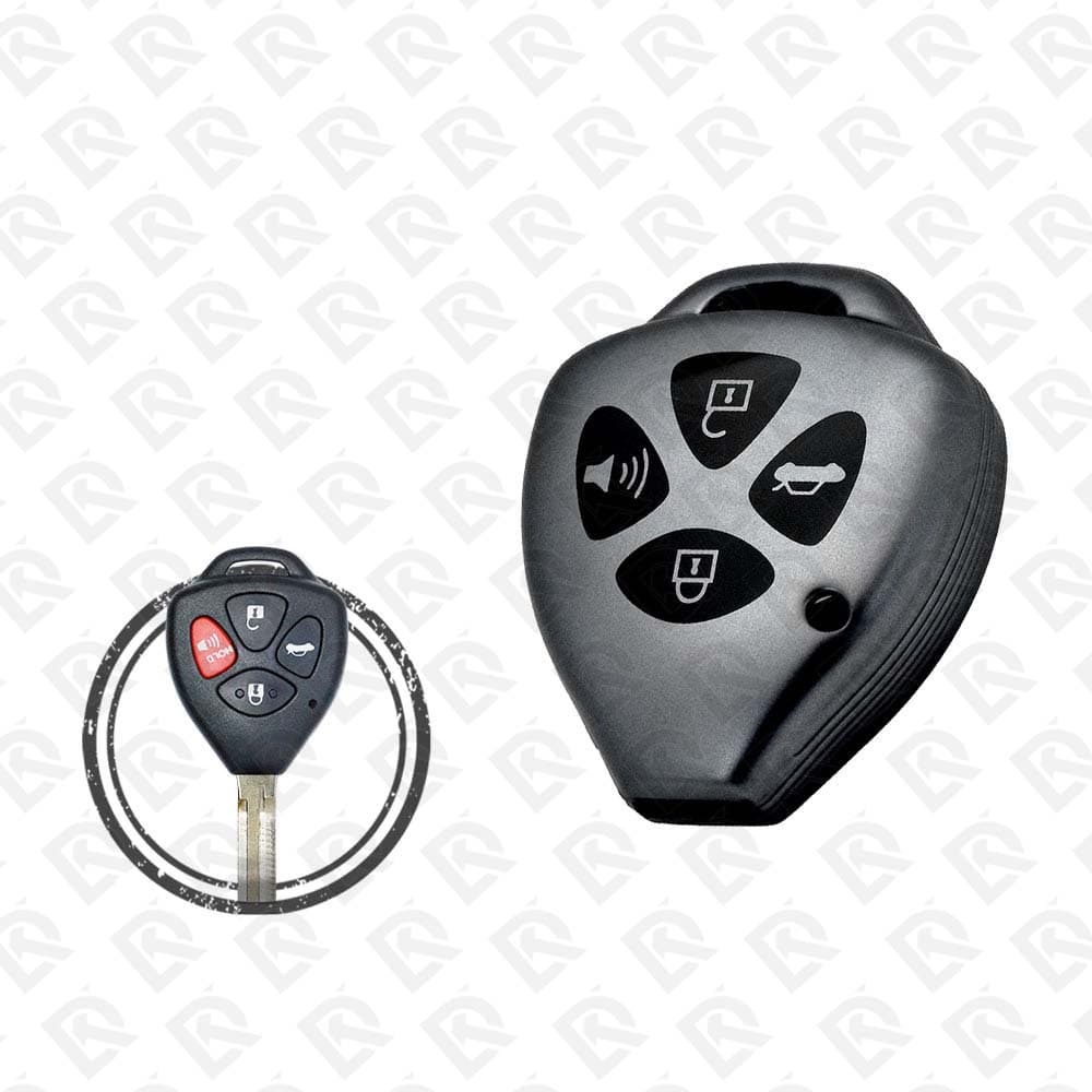 2008 - 2013 TOYOTA REMOTE TPU SHELL 4BUTTONS  -  BLACK METAL