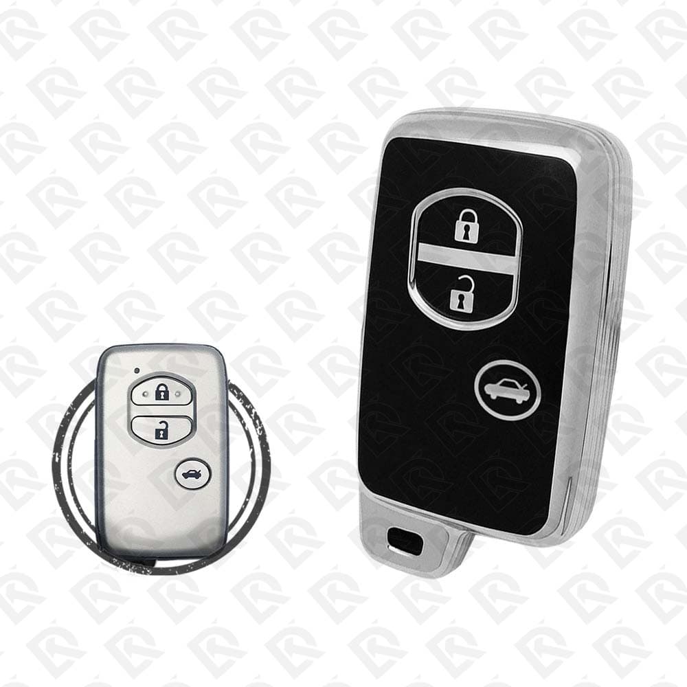 2008 - 2015 TOYOTA SMART TPU SHELL 3BUTTONS  -  BLACK CHROME 