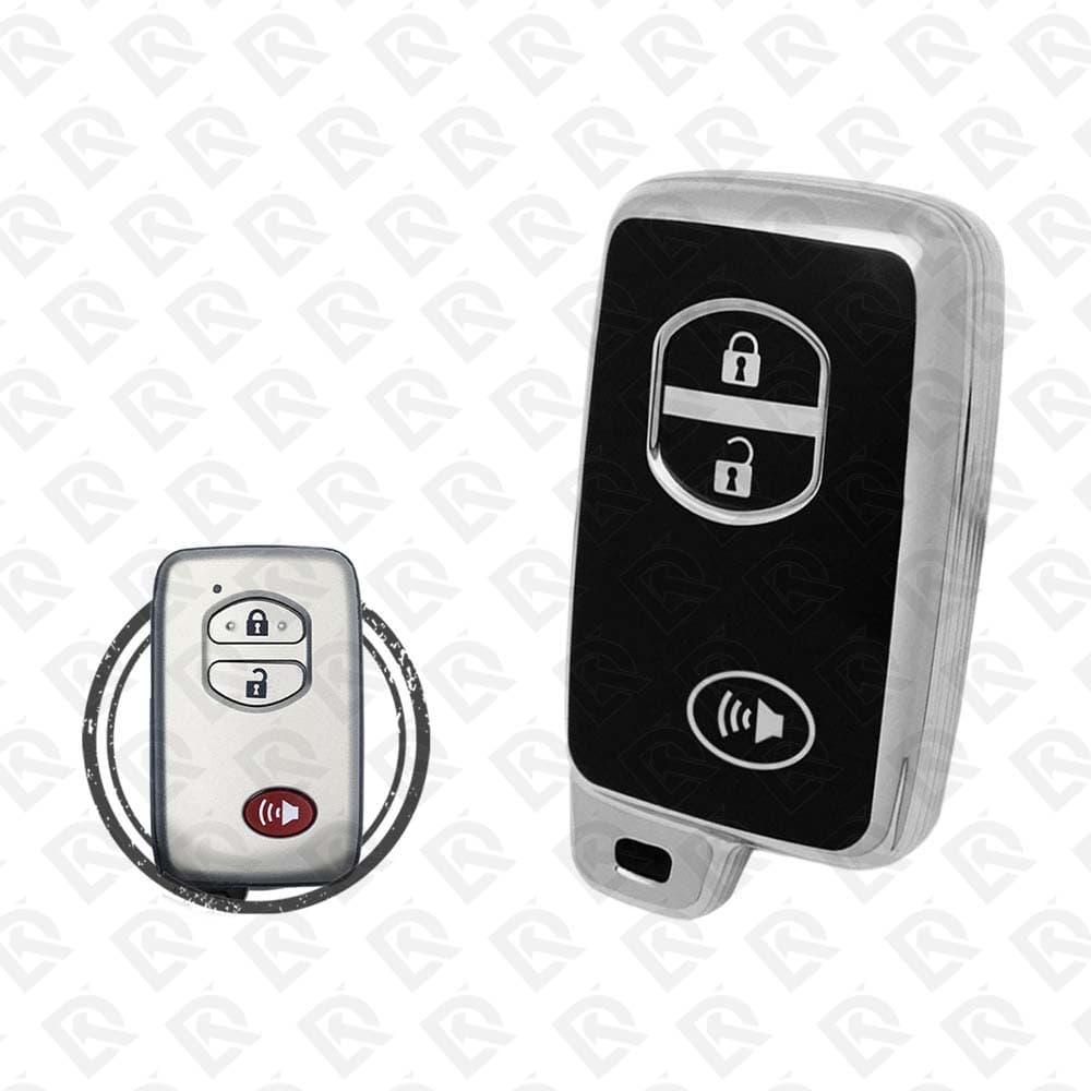 2008 - 2015 TOYOTA SMART TPU SHELL 2+1BUTTONS  -  BLACK CHROME 