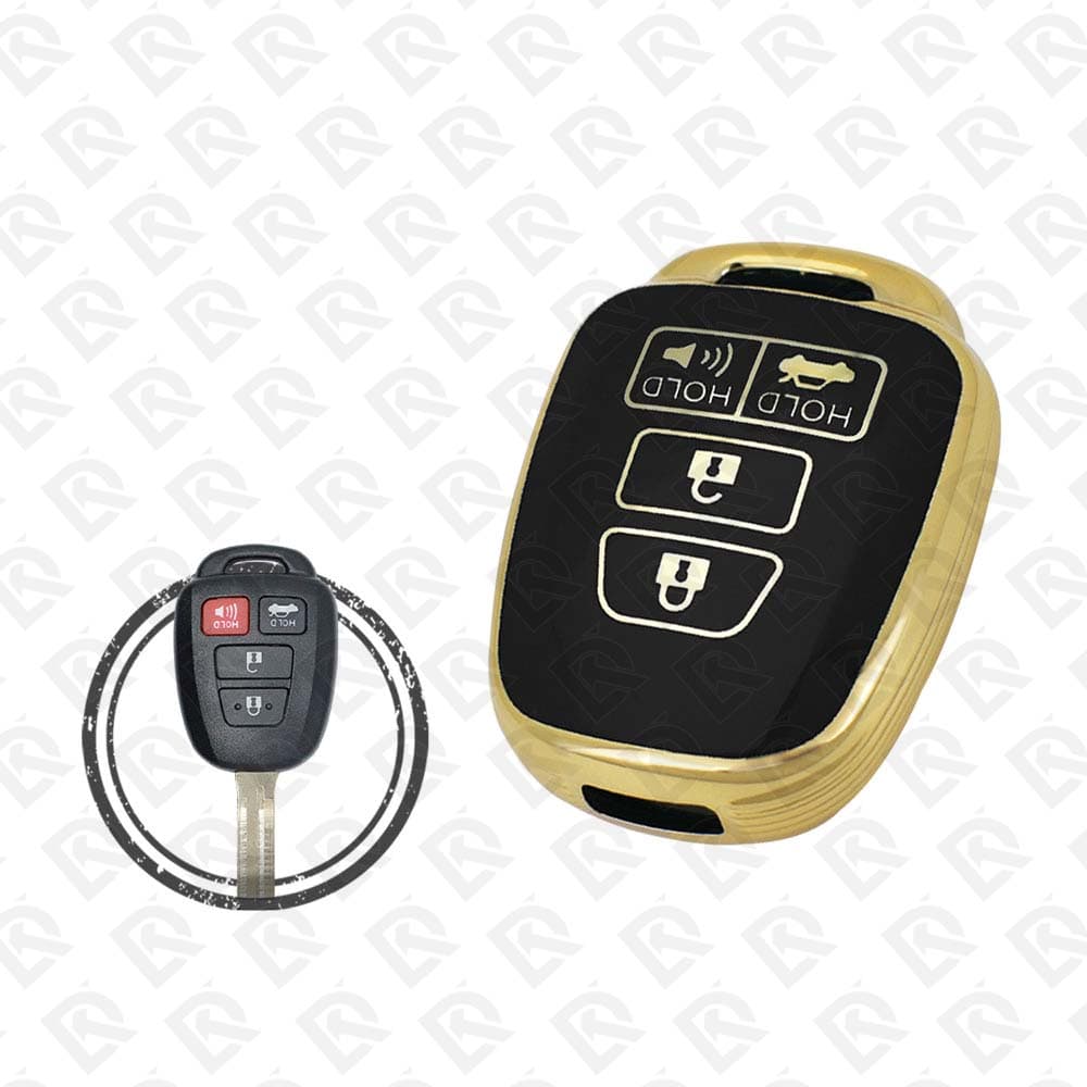 2014 - 2016 TOYOTA REMOTE TPU SHELL 4BUTTONS  -  BLACK GOLD