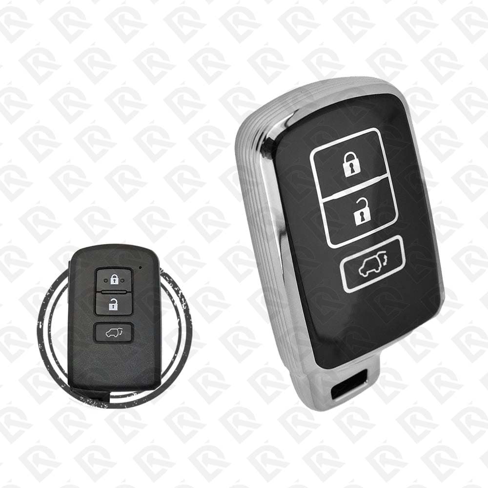 2013 - 2017 TOYOTA SMART TPU SHELL 3BUTTONS  -  BLACK CHROME 