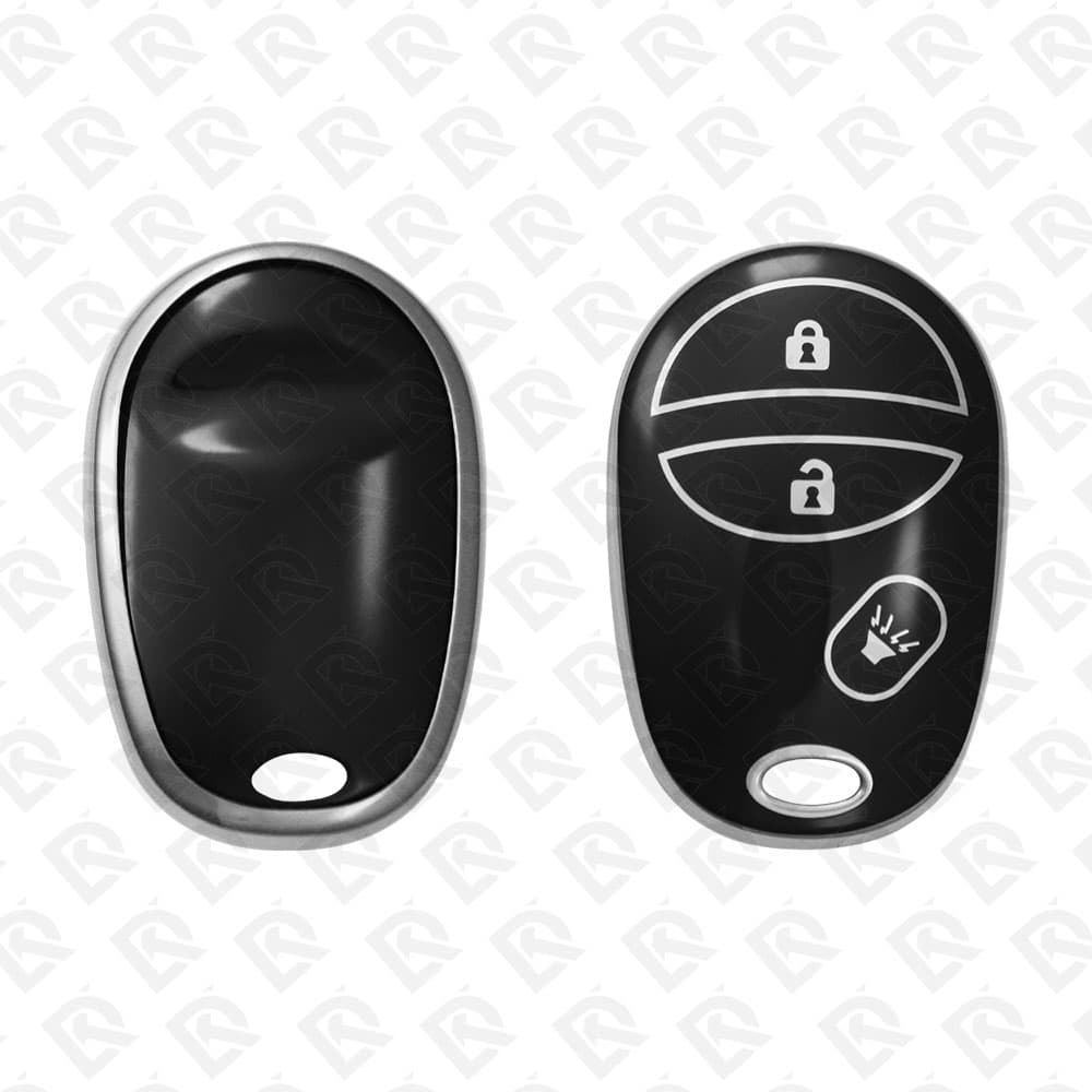 2005 - 2018 TOYOTA REMOTE TPU SHELL 3BUTTONS  -  BLACK CHROME 