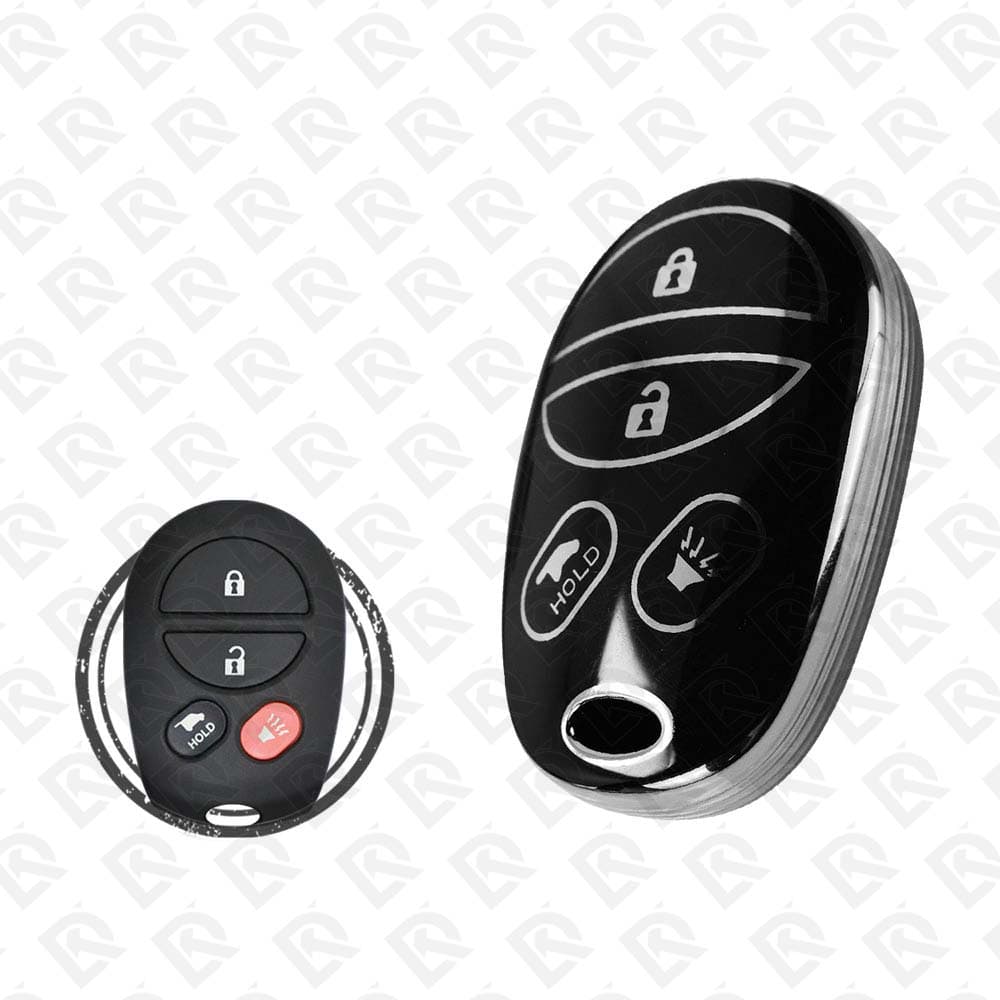 2005 - 2018 TOYOTA REMOTE TPU SHELL 4BUTTONS  -  BLACK CHROME 