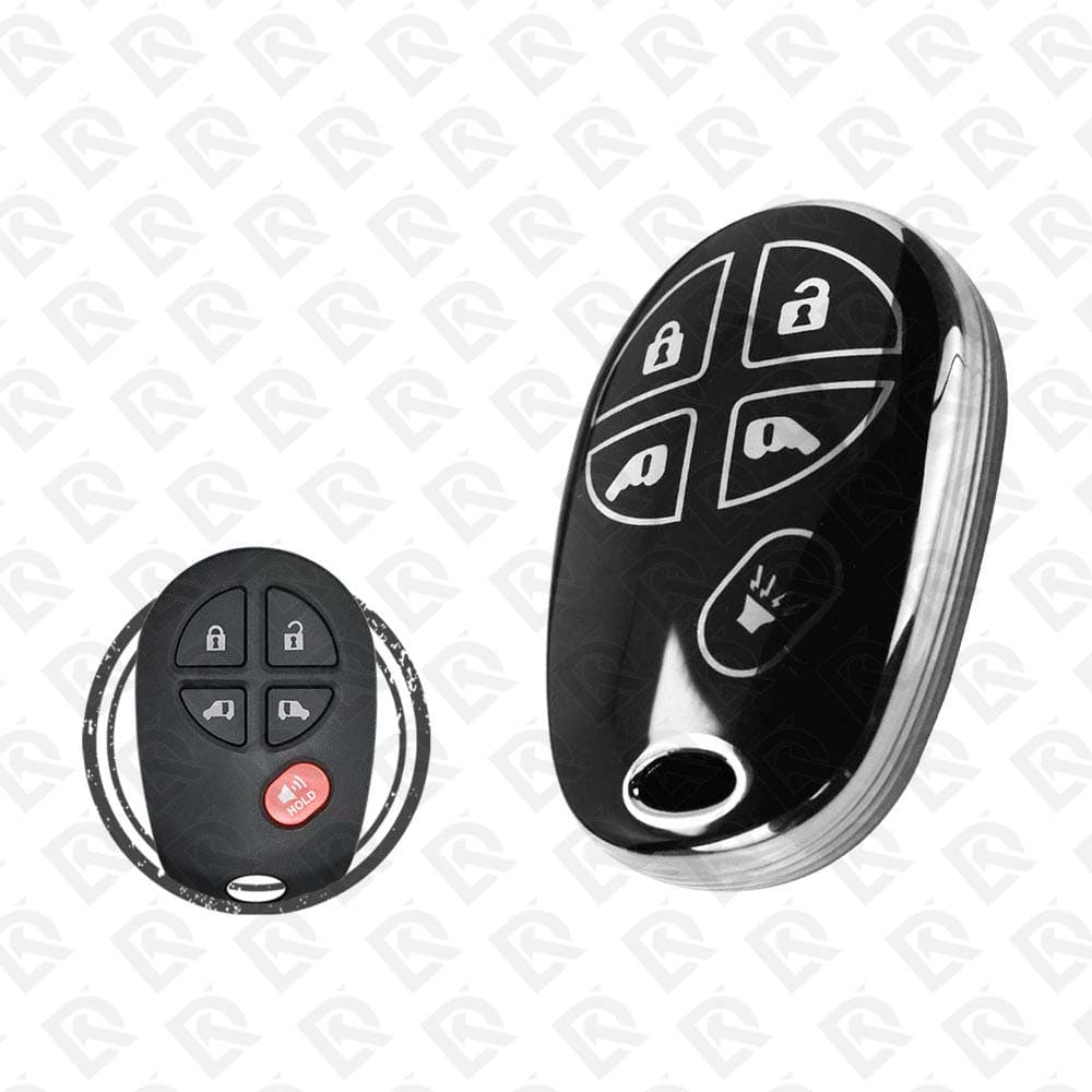 2005 - 2018 TOYOTA REMOTE TPU SHELL 5BUTTONS  -  BLACK CHROME 