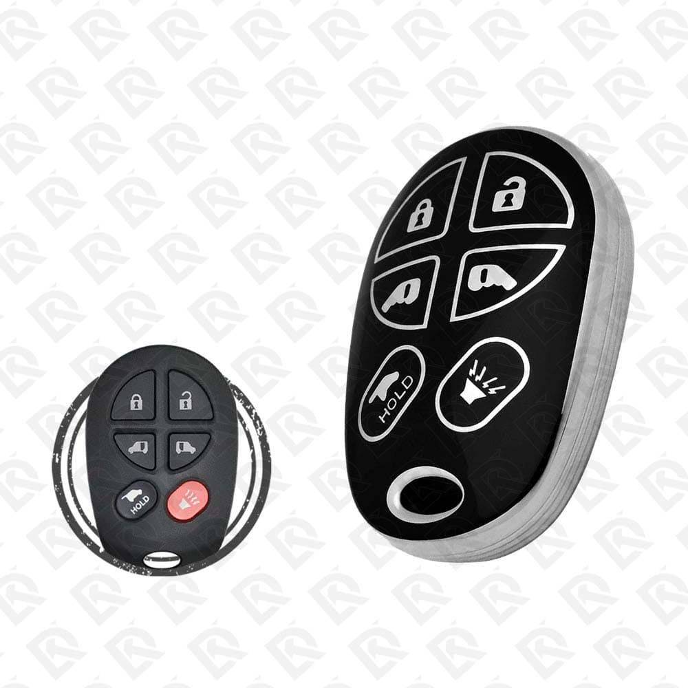 2005 - 2018 TOYOTA REMOTE TPU SHELL 6BUTTONS  -  BLACK CHROME 