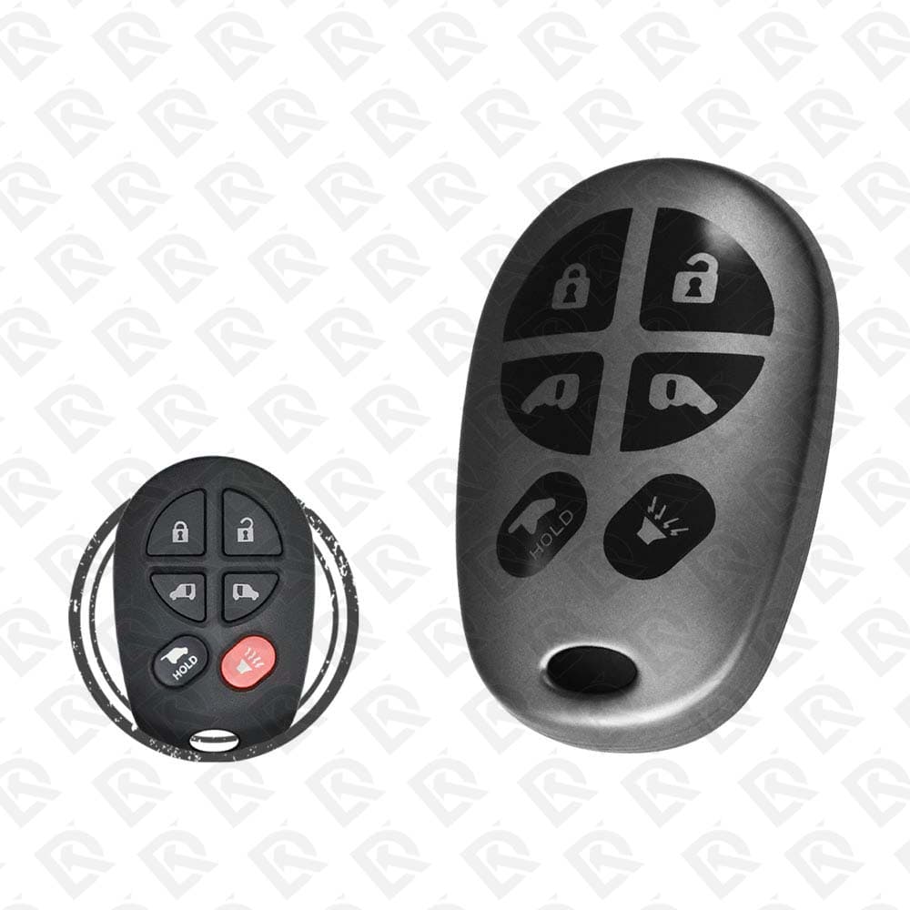 2005 - 2018 TOYOTA REMOTE TPU SHELL 6BUTTONS  -  BLACK METAL