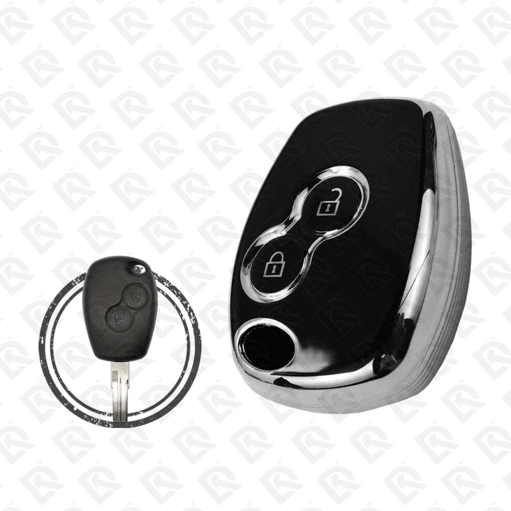 RENAULT REMOTE TPU SHELL 2BUTTONS  -  BLACK CHROME 