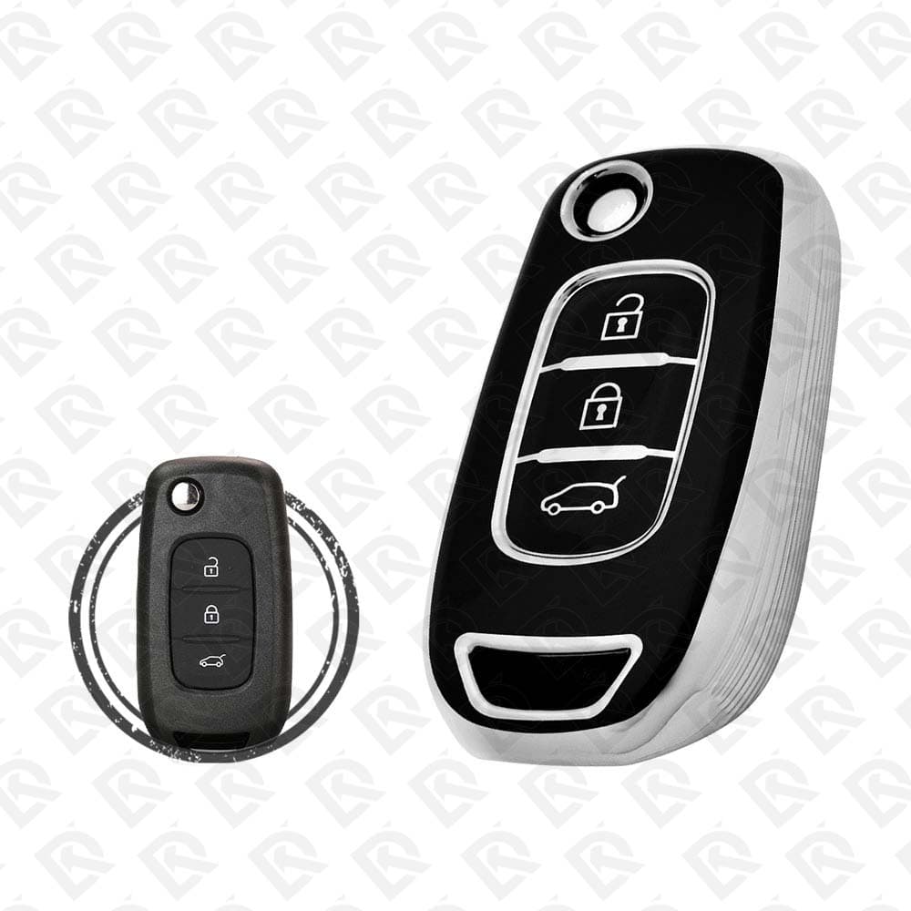 RENAULT FLIP TPU SHELL 3BUTTONS  -  BLACK CHROME 