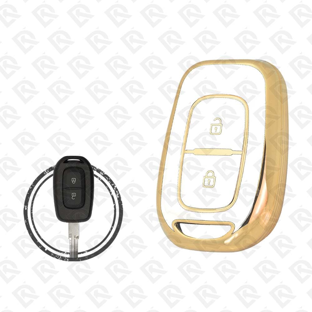 RENAULT REMOTE TPU SHELL 2BUTTONS  -  WHITE GOLD