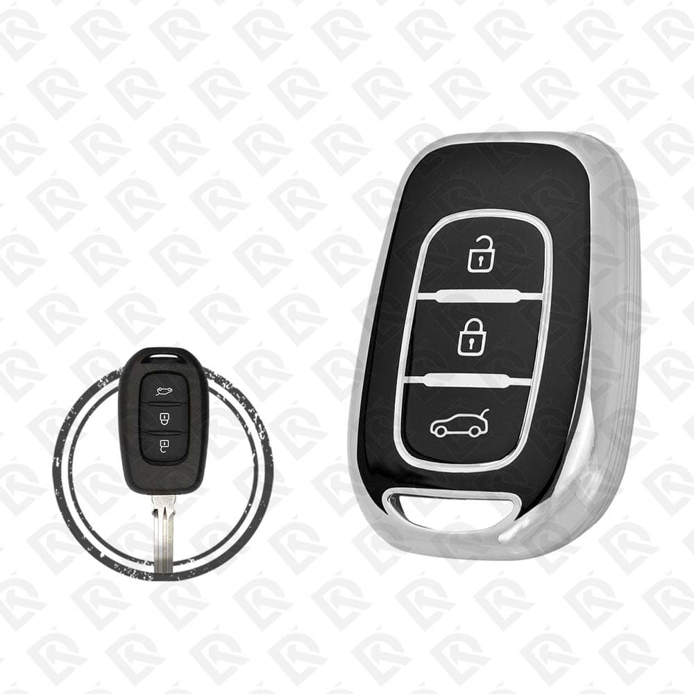 RENAULT REMOTE TPU SHELL 3BUTTONS  -  BLACK CHROME 