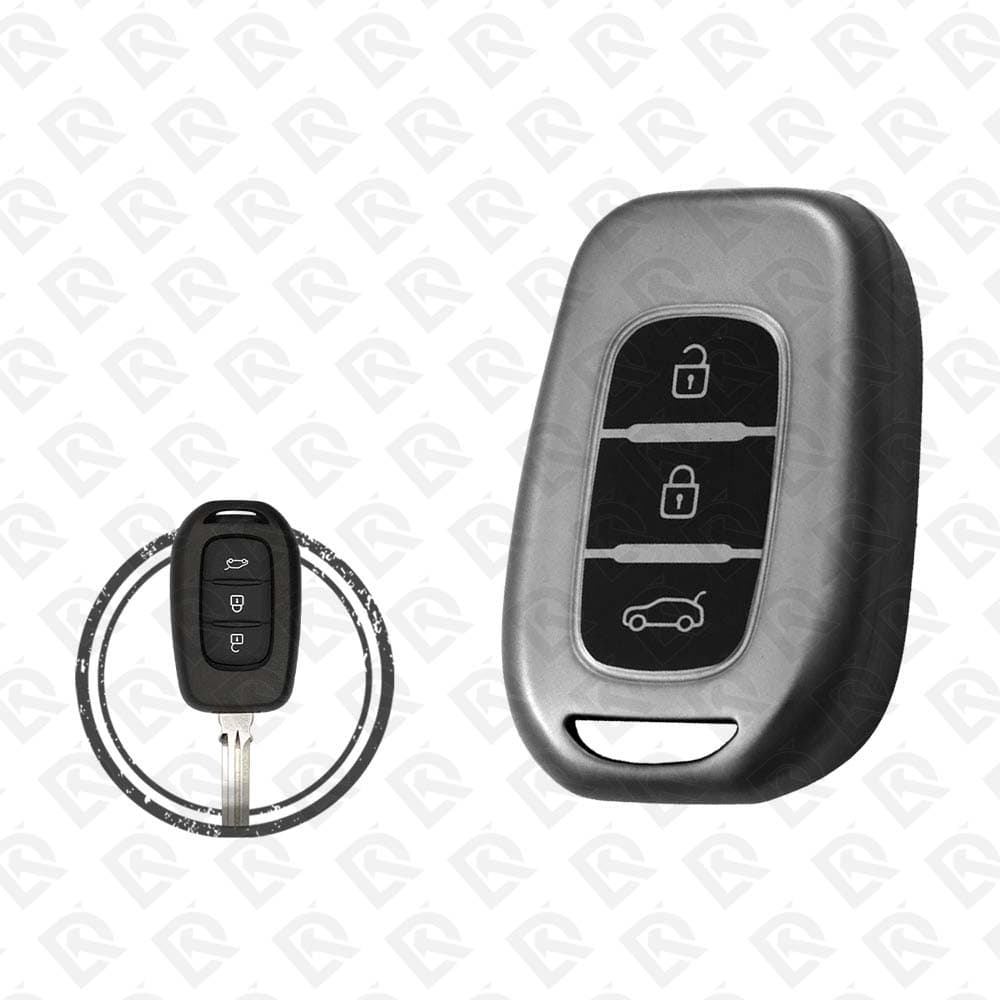 RENAULT REMOTE TPU SHELL 3BUTTONS  -  BLACK METAL