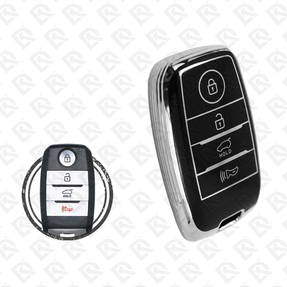 KIA SMART TPU SHELL 4BUTTONS  -  BLACK CHROME 