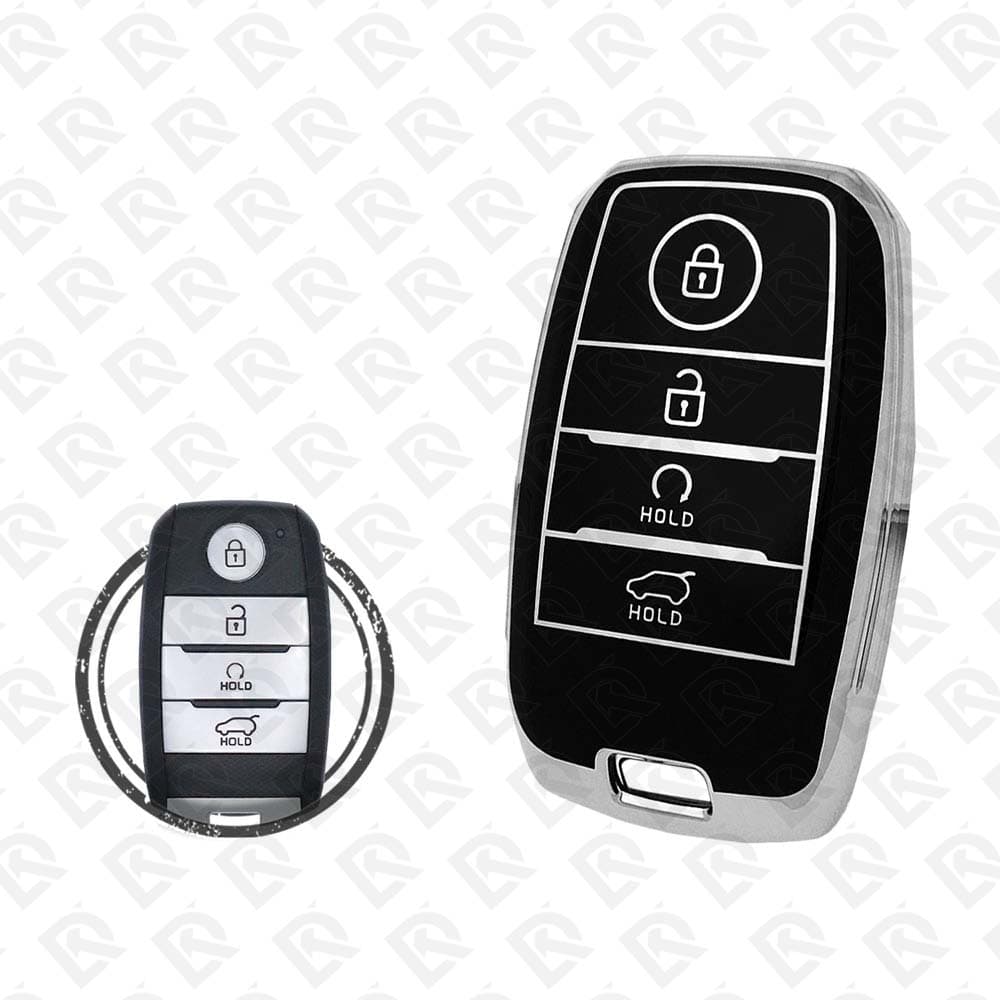 KIA SMART TPU SHELL 4BUTTONS -  BLACK CHROME 