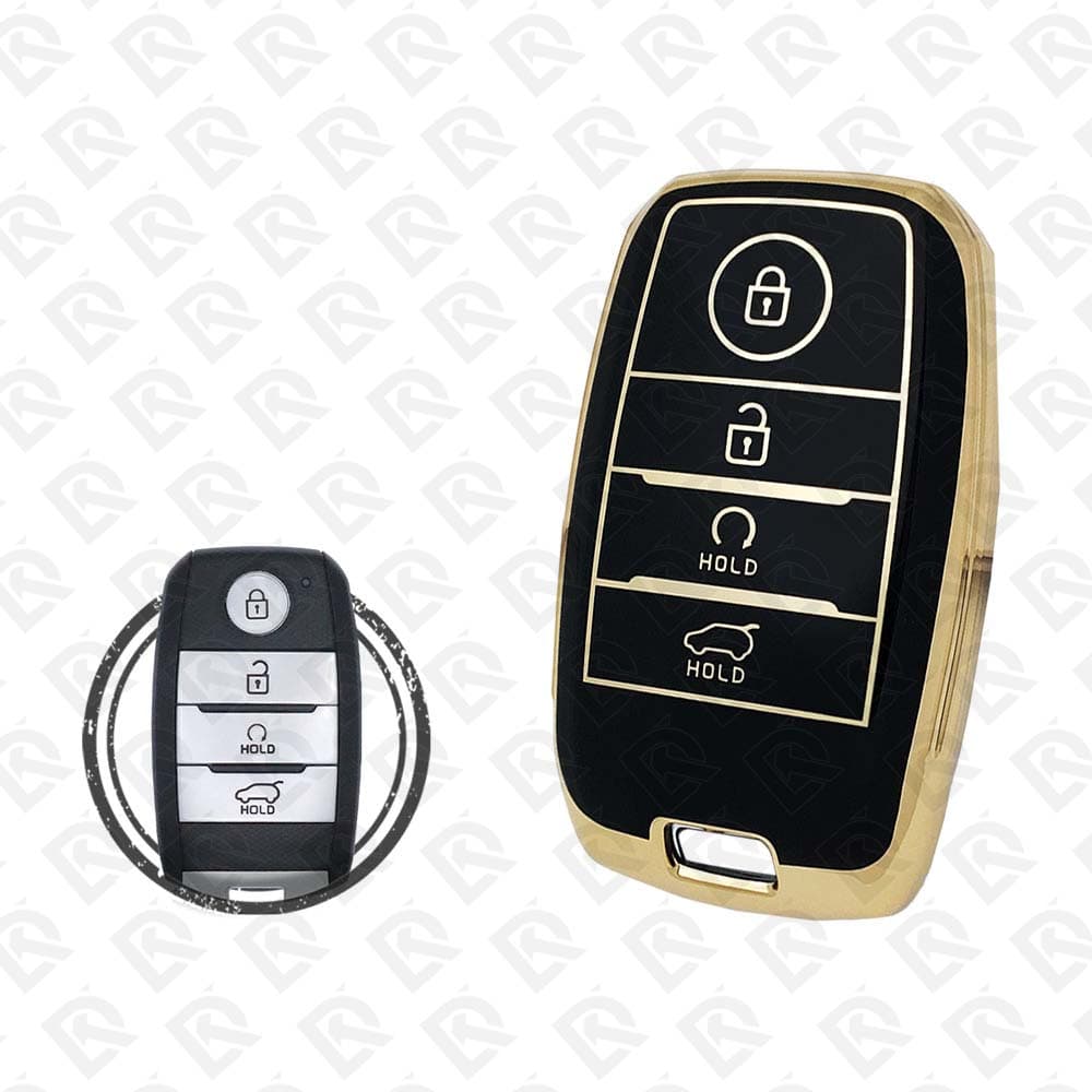 KIA SMART TPU SHELL 4BUTTONS  -  BLACK GOLD