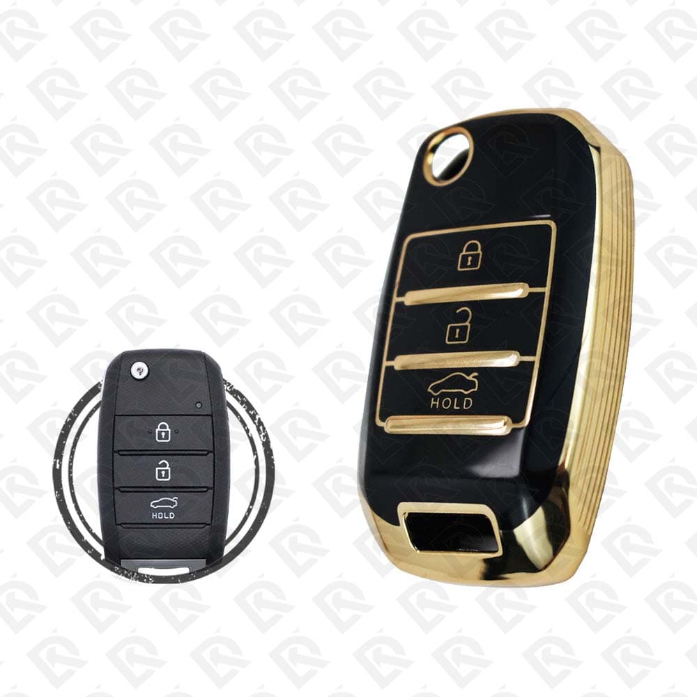 KIA FLIP TPU SHELL 3BUTTONS  -  BLACK GOLD