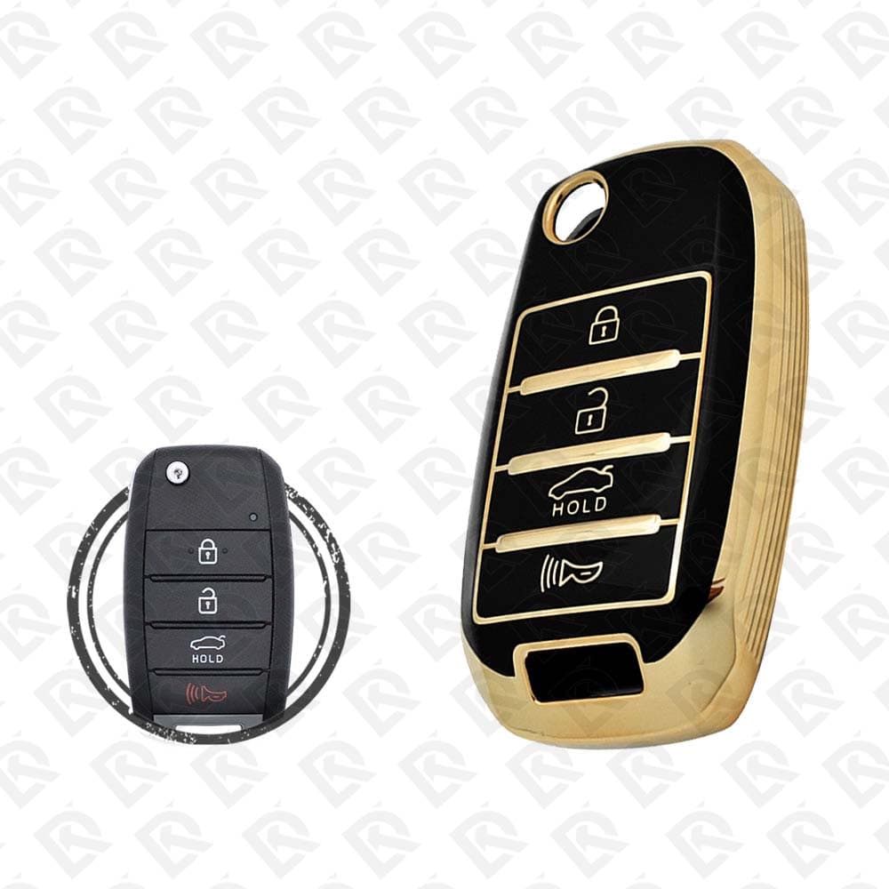 KIA FLIP TPU SHELL 4BUTTONS -  BLACK GOLD