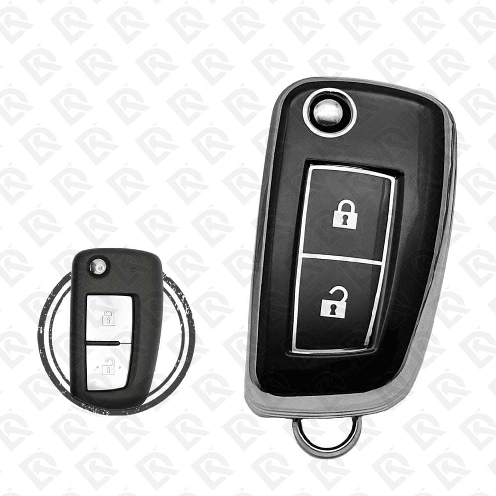NISSAN FLIP TPU SHELL 2BUTTONS - BLACK CHROME 