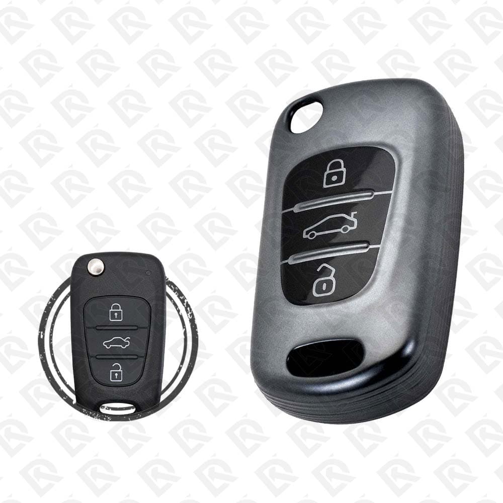 HYUNDAI FLIP TPU SHELL 3BUTTONS - BLACK METAL