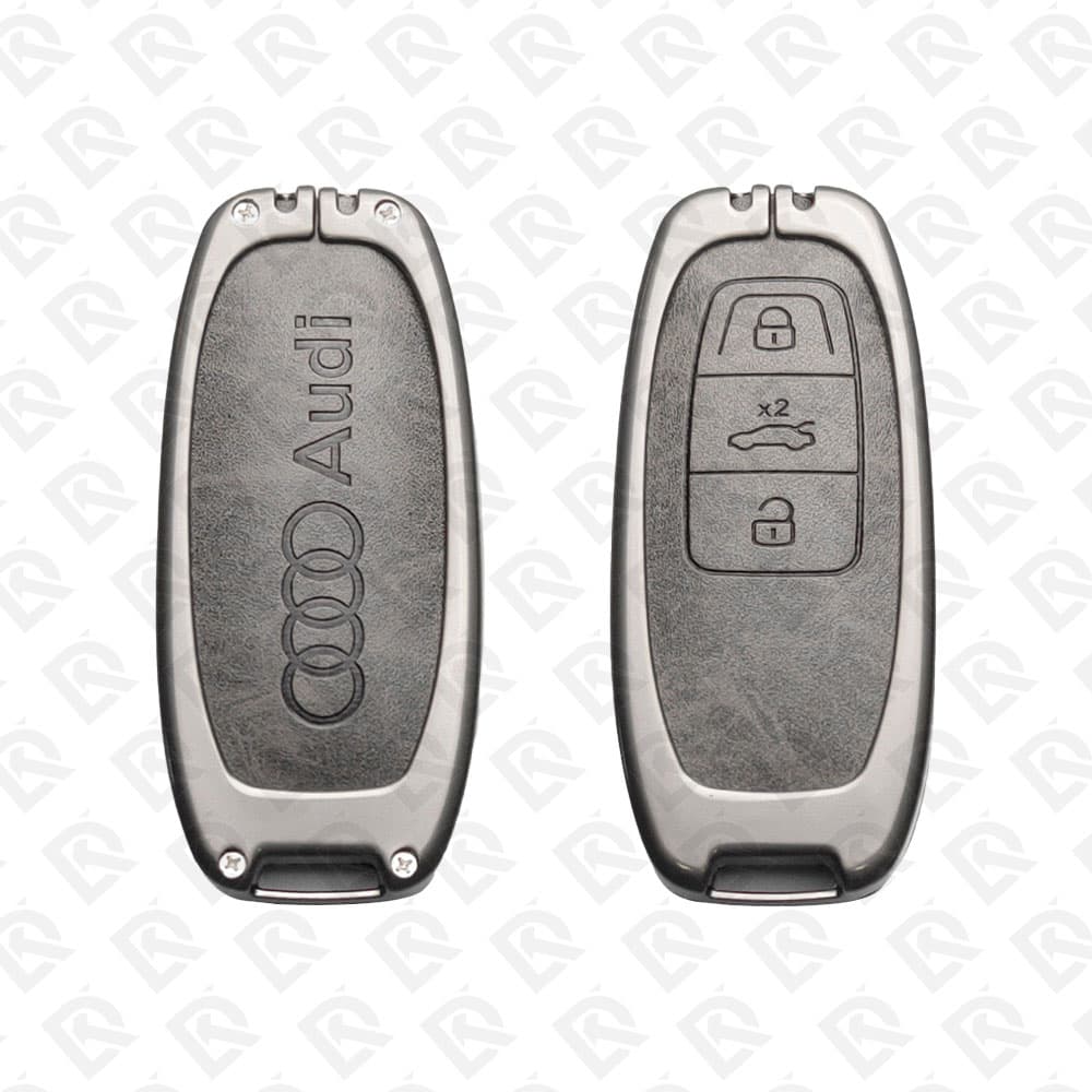 AUDI ZINC ALLOY LEATHER TPU CAR KEY CASE PROTECT ACCESSORIES 3BUTTONS