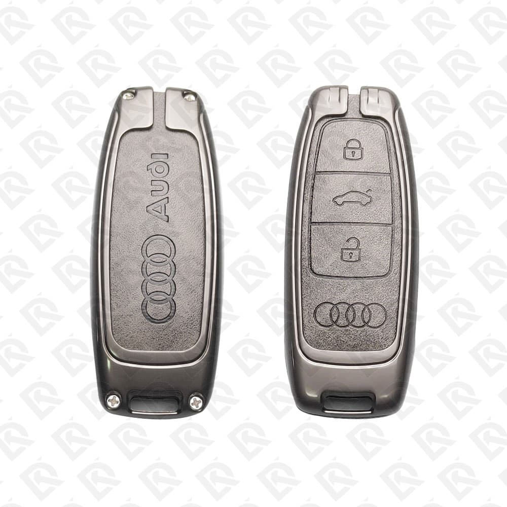 AUDI ZINC ALLOY LEATHER TPU CAR KEY CASE PROTECT ACCESSORIES 3BUTTONS