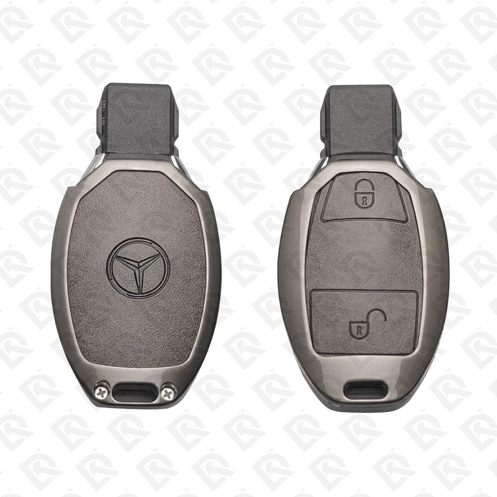 MERCEDES ZINC ALLOY LEATHER TPU CAR KEY CASE PROTECT ACCESSORIES 2BUTTONS
