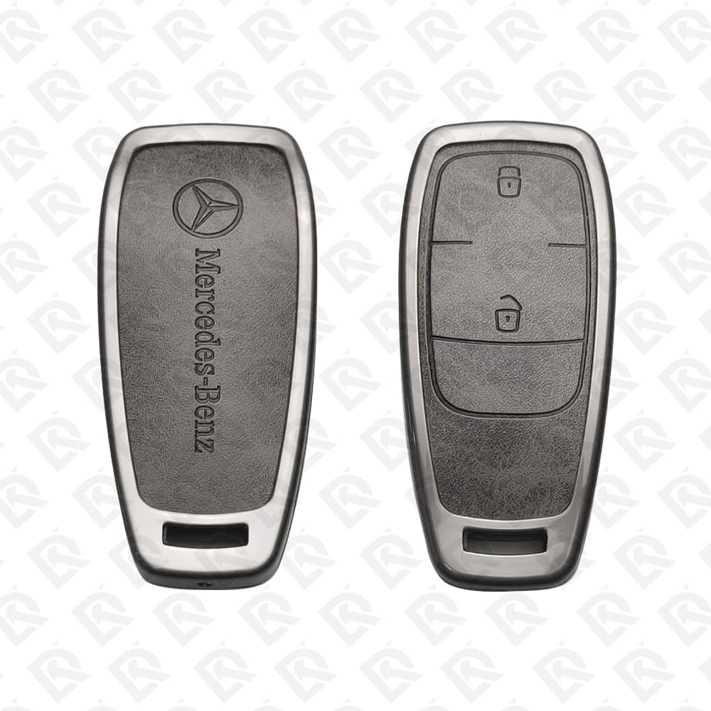 MERCEDES ZINC ALLOY LEATHER TPU CAR KEY CASE PROTECT ACCESSORIES 2BUTTONS