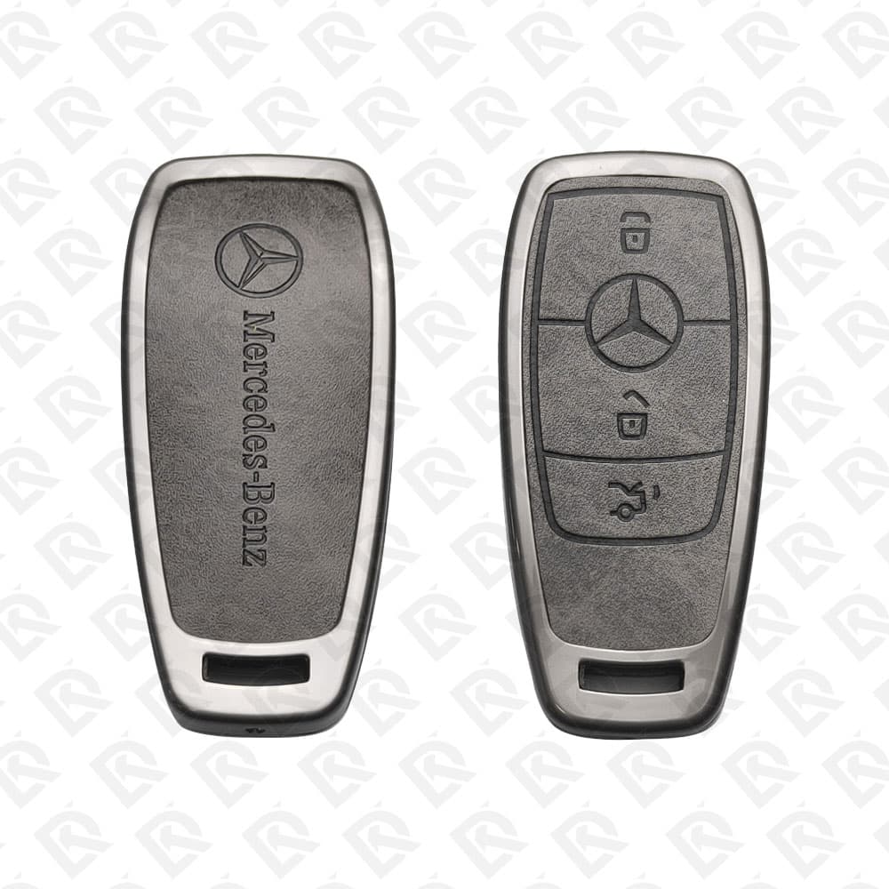 MERCEDES ZINC ALLOY LEATHER TPU CAR KEY CASE PROTECT ACCESSORIES 3BUTTONS