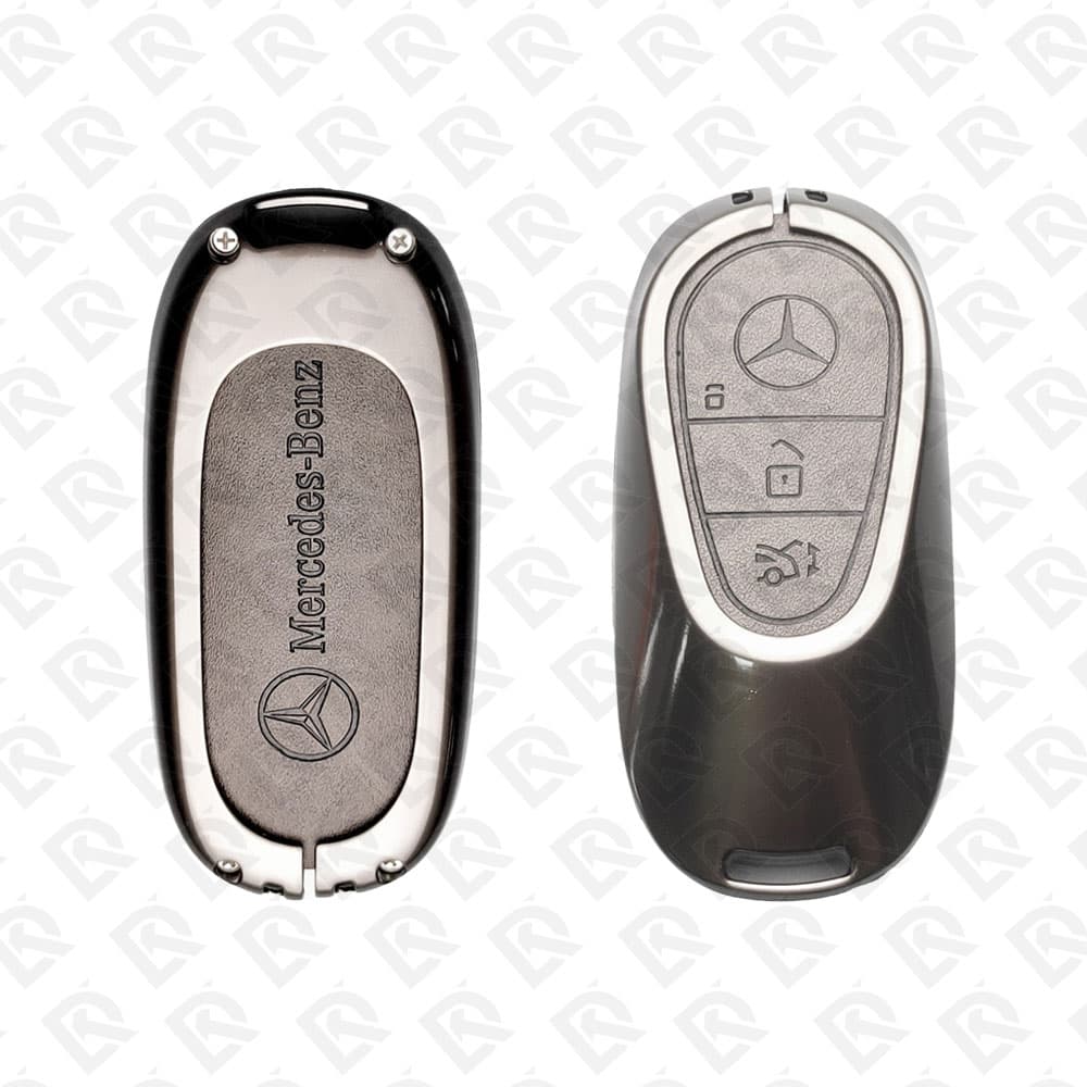 MERCEDES ZINC ALLOY LEATHER TPU CAR KEY CASE PROTECT ACCESSORIES 3BUTTONS
