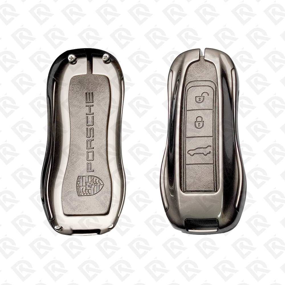 PORSCHE ZINC ALLOY LEATHER TPU CAR KEY CASE PROTECT ACCESSORIES 3BUTTONS
